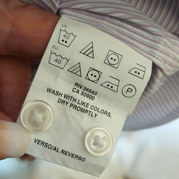 Tommy Hilfiger Slim Fit Non-Iron Striped Dress Shirt - Picture 5 of 7